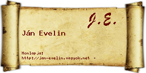 Ján Evelin névjegykártya